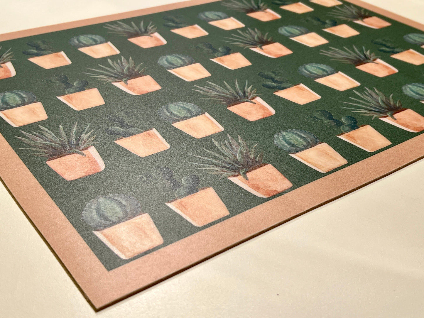 Cactus Allover Green, set di 4 tovagliette in vinile