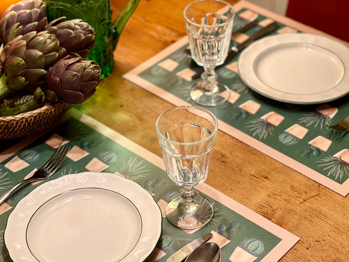 Cactus Allover Green, set di 4 tovagliette in vinile