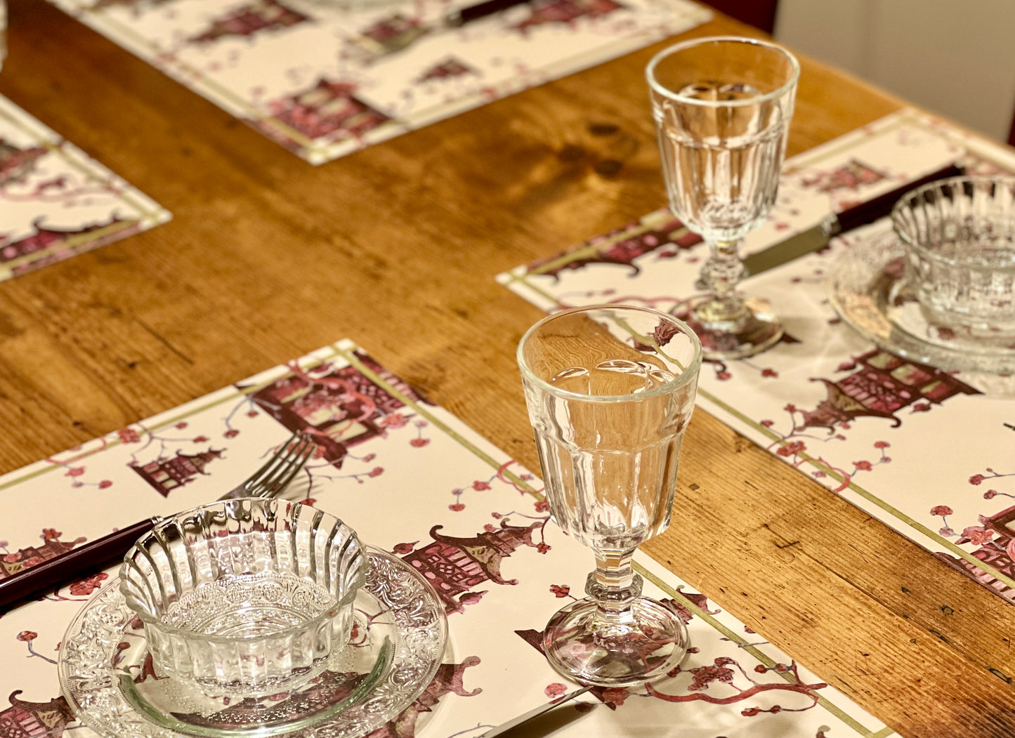 Pagode Allover Cream, set di 4 tovagliette in vinile