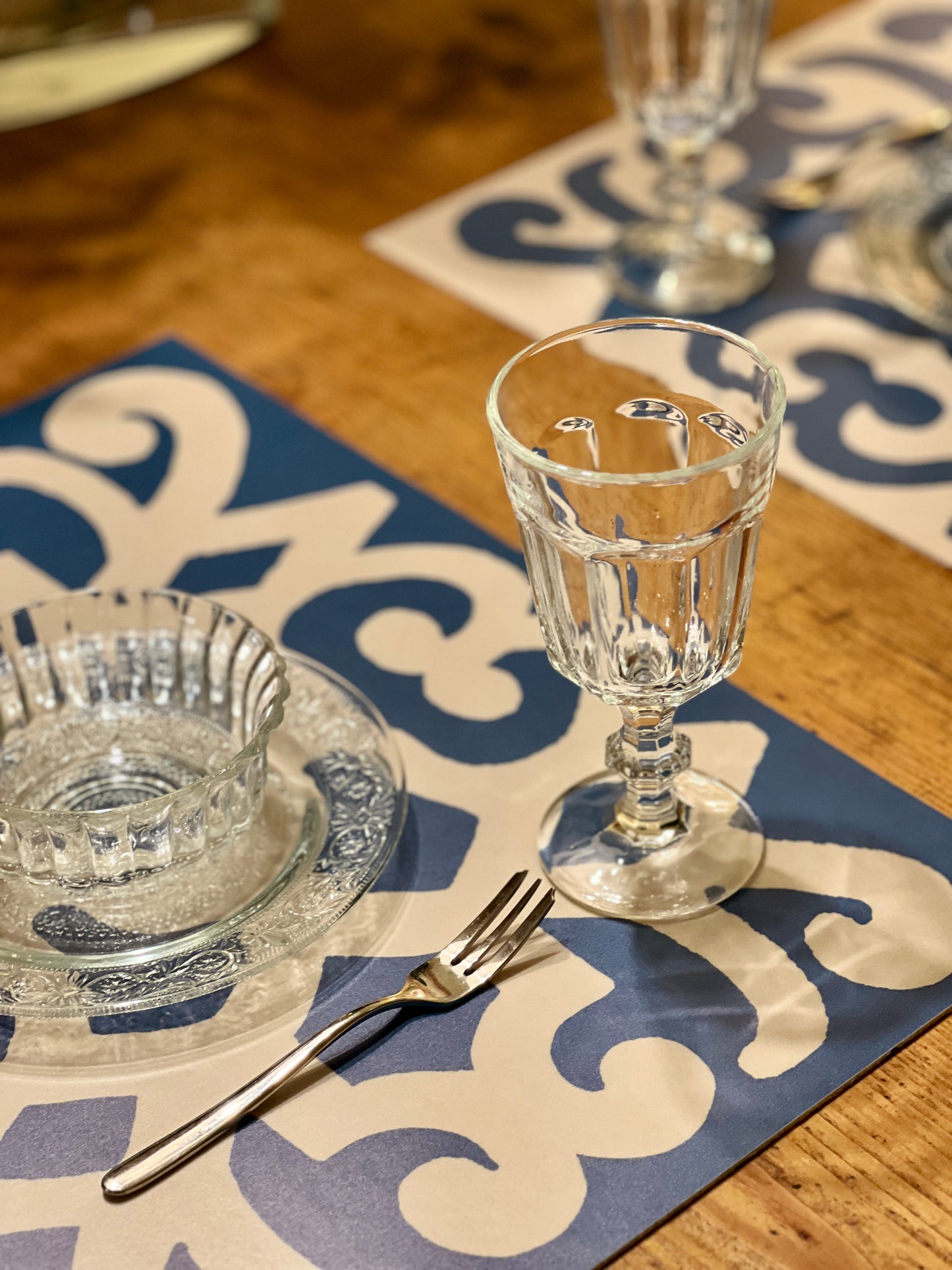 Turkey Cream & Blue, set di 4 tovagliette in vinile