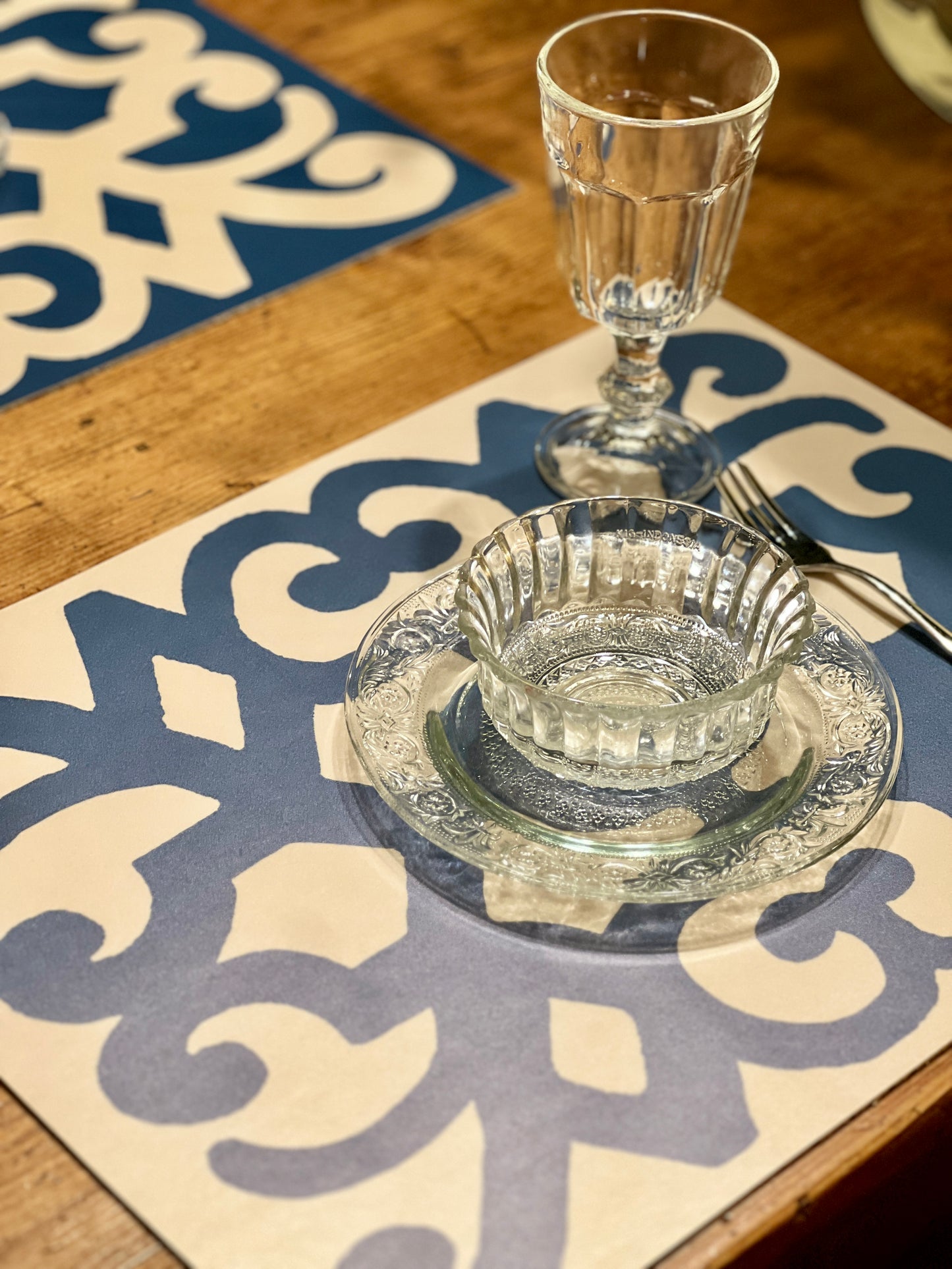 Turkey Cream & Blue, set di 4 tovagliette in vinile