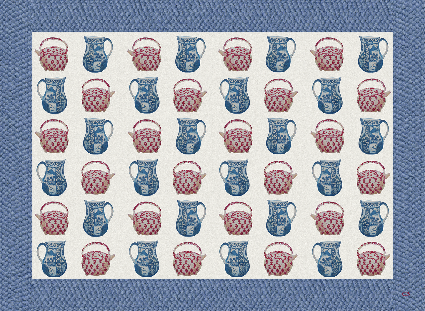 Teiere & Brocche Allover Blue, set di 4 tovagliette in vinile