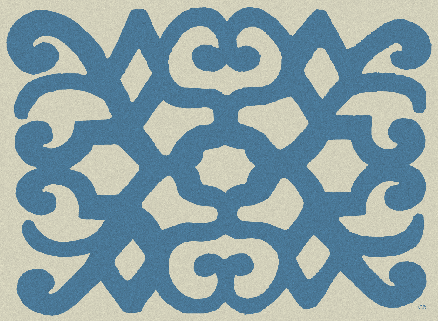 Turkey Blue & Cream, set di 4 tovagliette in vinile